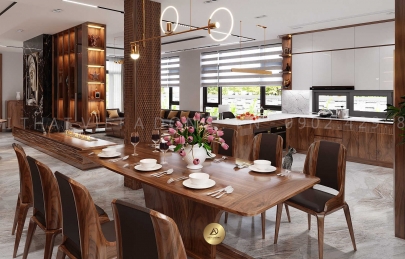 Địa chỉ thiết kế, thi công nội thất gỗ óc chó Lai Châu